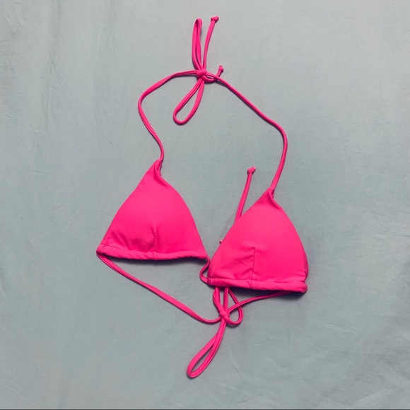 Set of 2 Pink Halter Triangle Bikini Tops - Picture 3 of 8